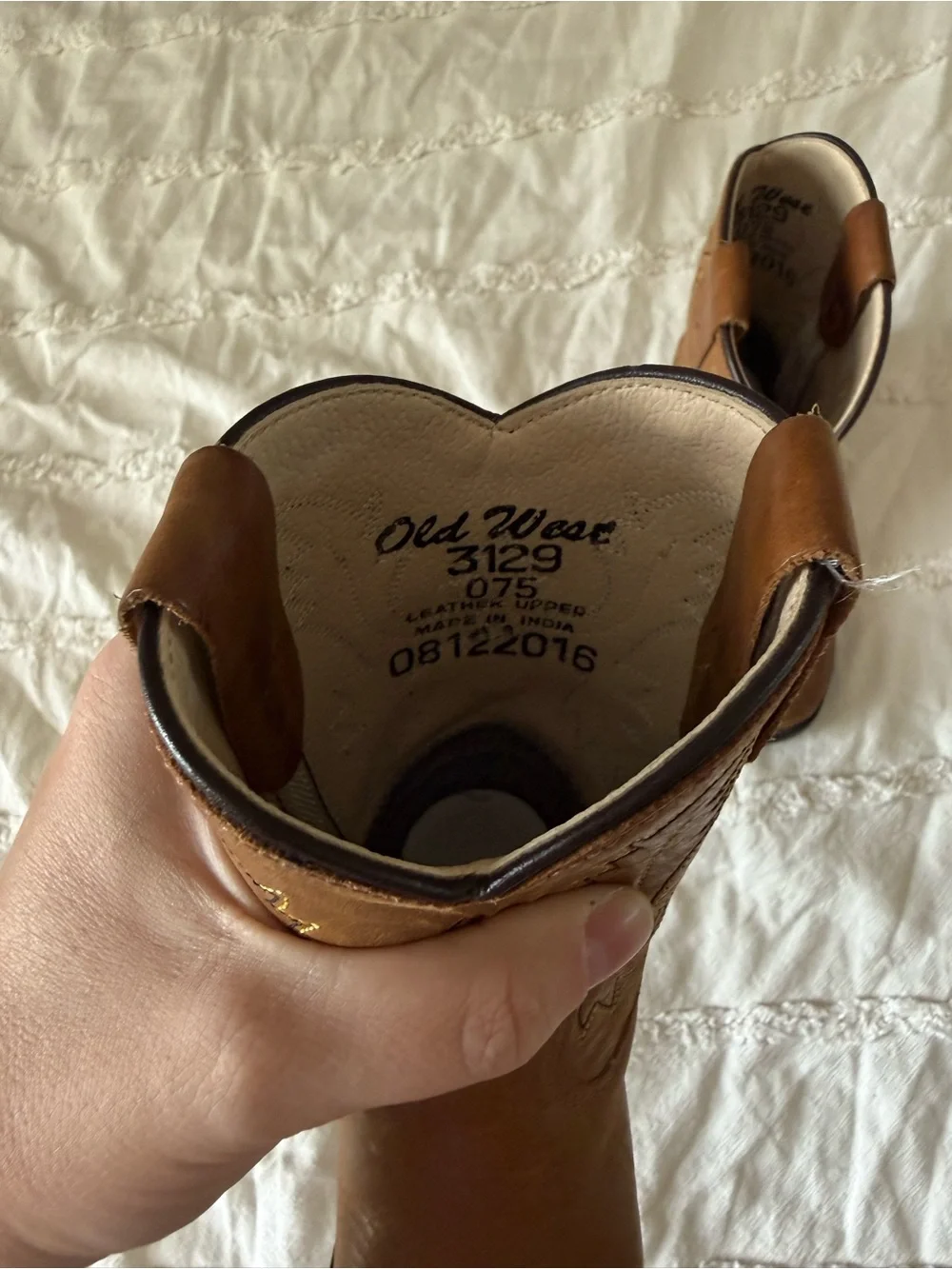 Old West Tan Leather Western Boots - 7T